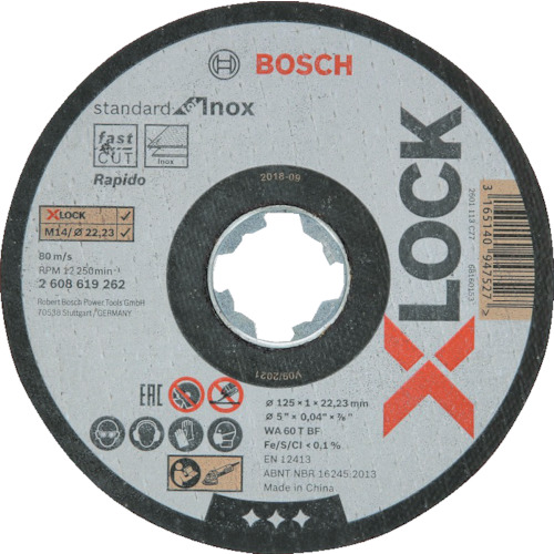 【TRUSCO】ボッシュ　Ｘ－ＬＯＣＫ切断砥石１２５ｘ１．０ステンＳＴ／１０